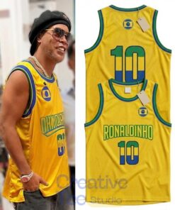 Ronaldinho #10 Brazil Yellow Basketball Jersey