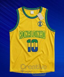 Ronaldinho #10 Brazil Yellow Basketball Jersey