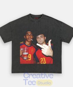 Spain Drunk Smoke Repeat Football Tee