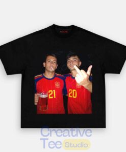 Spain Football Oyarzabal x Pedri Drunk Middle Finger T-Shirt
