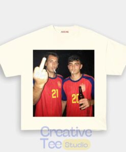 Spain Football Oyarzabal x Pedri Drunk Middle Finger T-Shirt