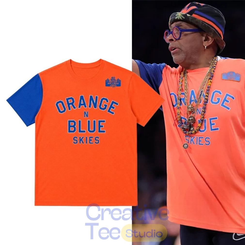 Spike Lee Orange And Blue Skies Knicks Game 4 T-Shirt Spike Lee Orange And Blue Skies Knicks Game 4 T-Shirt