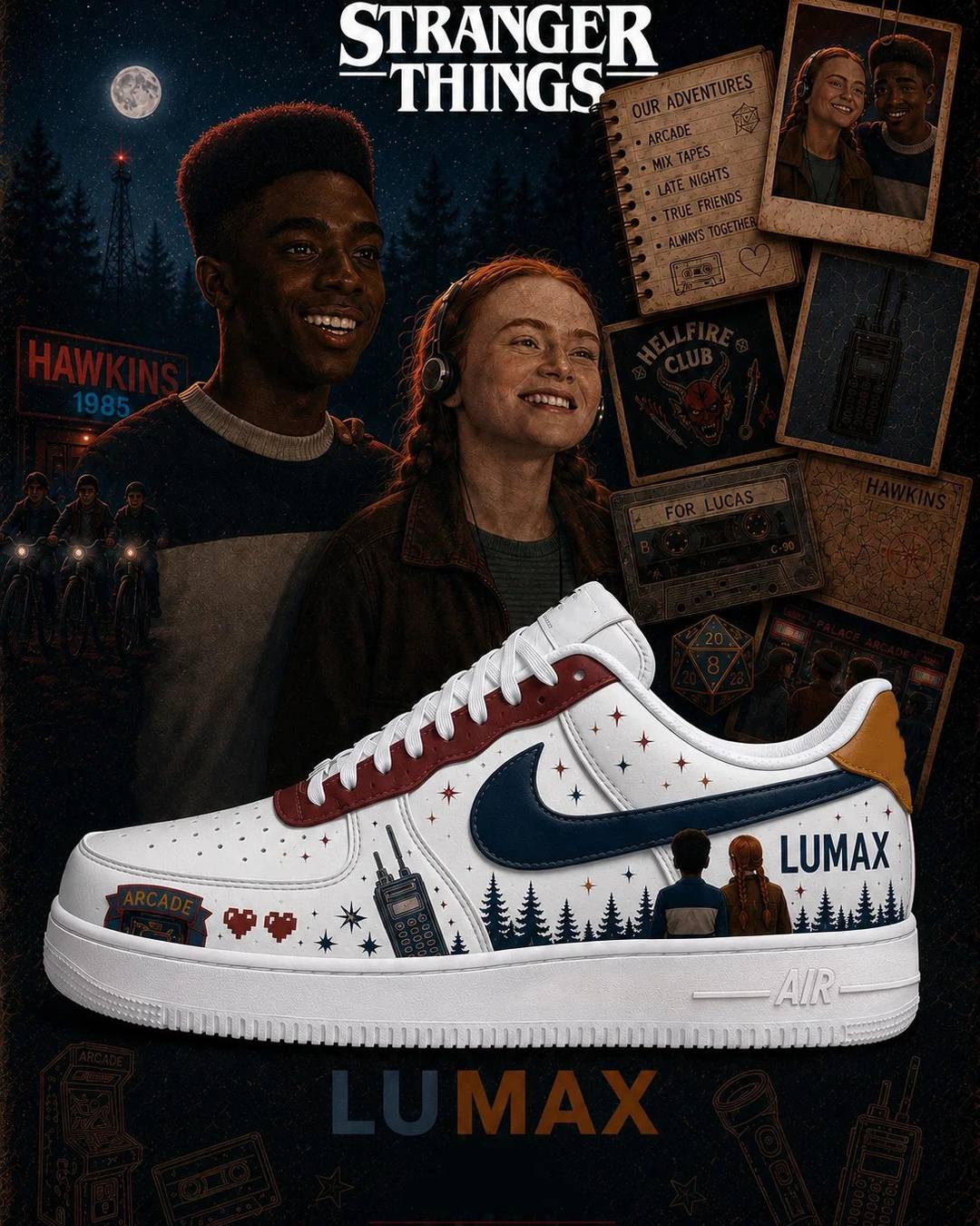 Stranger Things Lu and Max Special AF1 Shoes Stranger Things Lu and Max Special AF1 Shoes