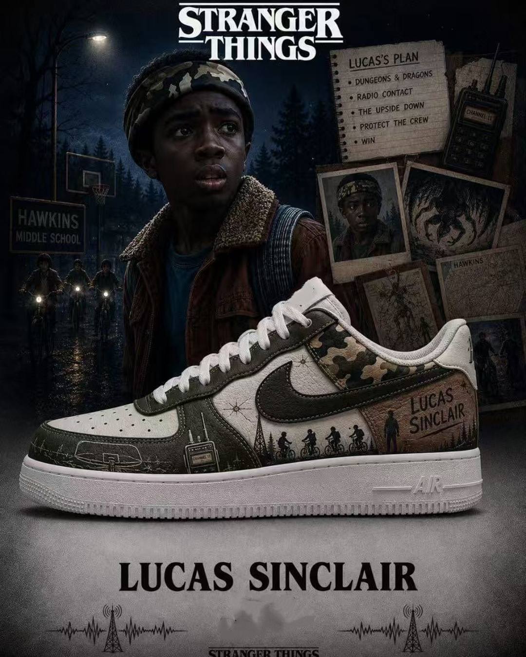Stranger Things Lucas Sinclair Special AF1 Shoes Stranger Things Lucas Sinclair Special AF1 Shoes