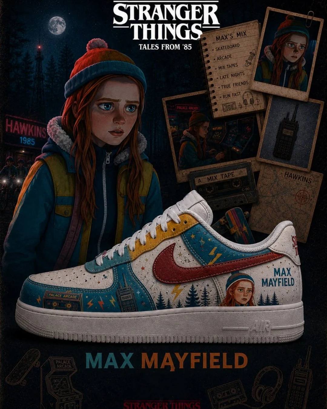Stranger Things Max Mayfield Special AF1 Shoes Stranger Things Max Mayfield Special AF1 Shoes