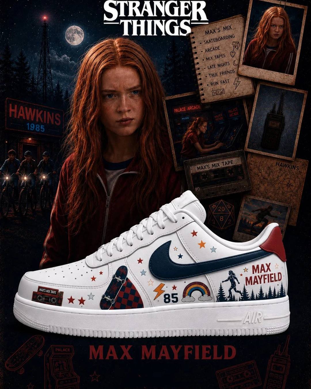 Stranger Things Max Mayfield Special AF1 Shoes Stranger Things Max Mayfield Special AF1 Shoes