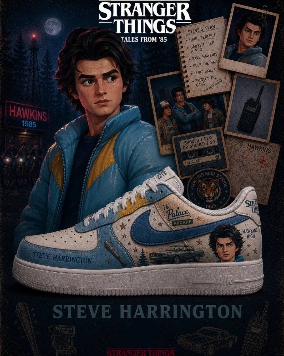 Stranger Things Steve Harrington Special AF1 Shoes Stranger Things Steve Harrington Special AF1 Shoes