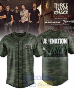Three Days Grace Alienation Tour 2026 Green Camo Baseball Jersey