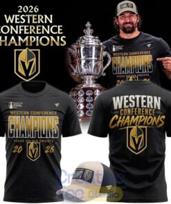 Vegas Golden Knights Heather Charcoal 2026 NHL Western Conference Champ 2-Sided T-Shirt