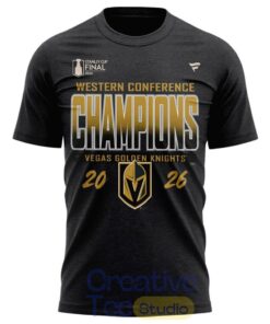 Vegas Golden Knights Heather Charcoal 2026 NHL Western Conference Champ 2-Sided T-Shirt