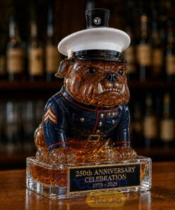 250th Anniversary Military-Inspired Bulldog Whiskey Bottle