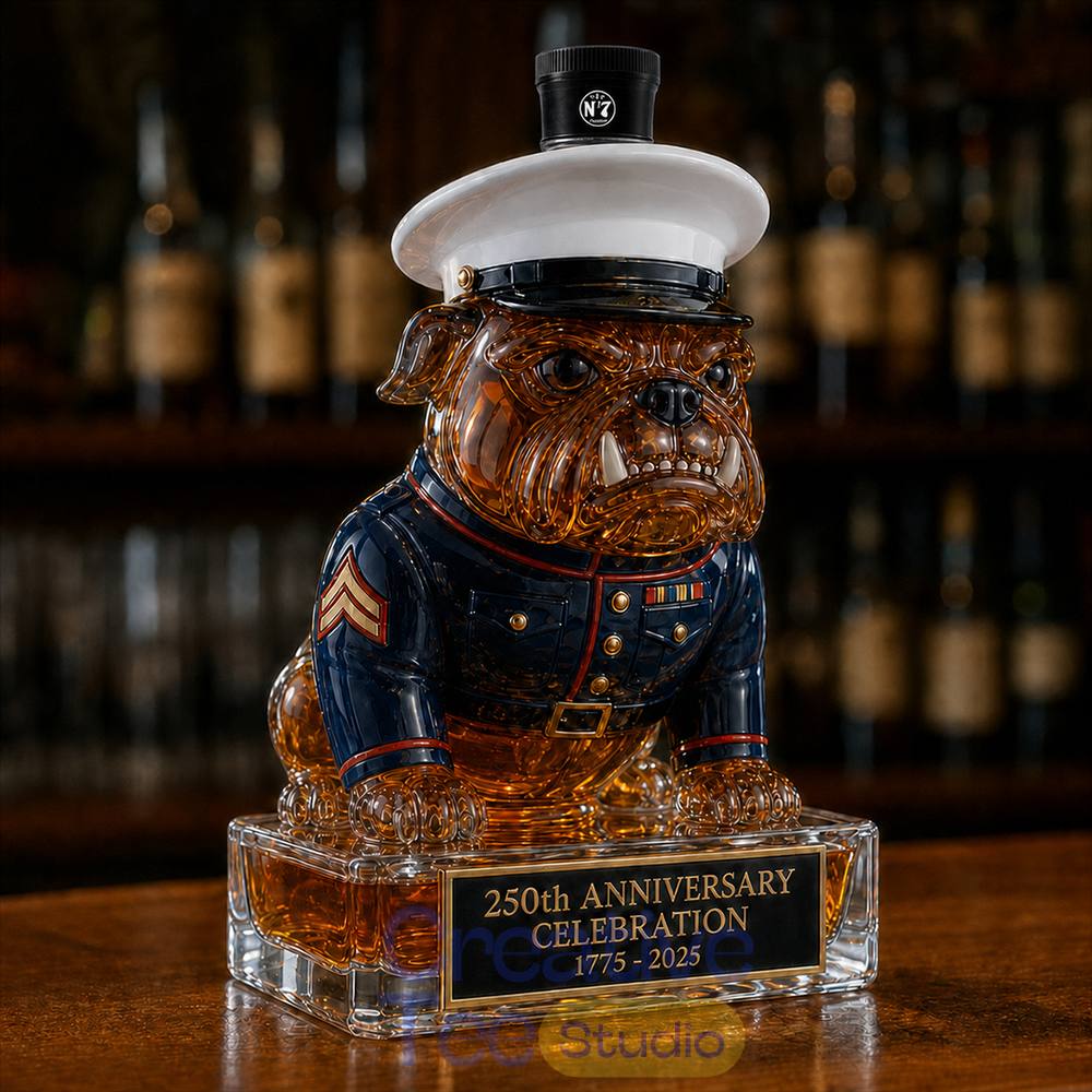 250th Anniversary Military-Inspired Bulldog Whiskey Bottle 250th Anniversary Military-Inspired Bulldog Whiskey Bottle