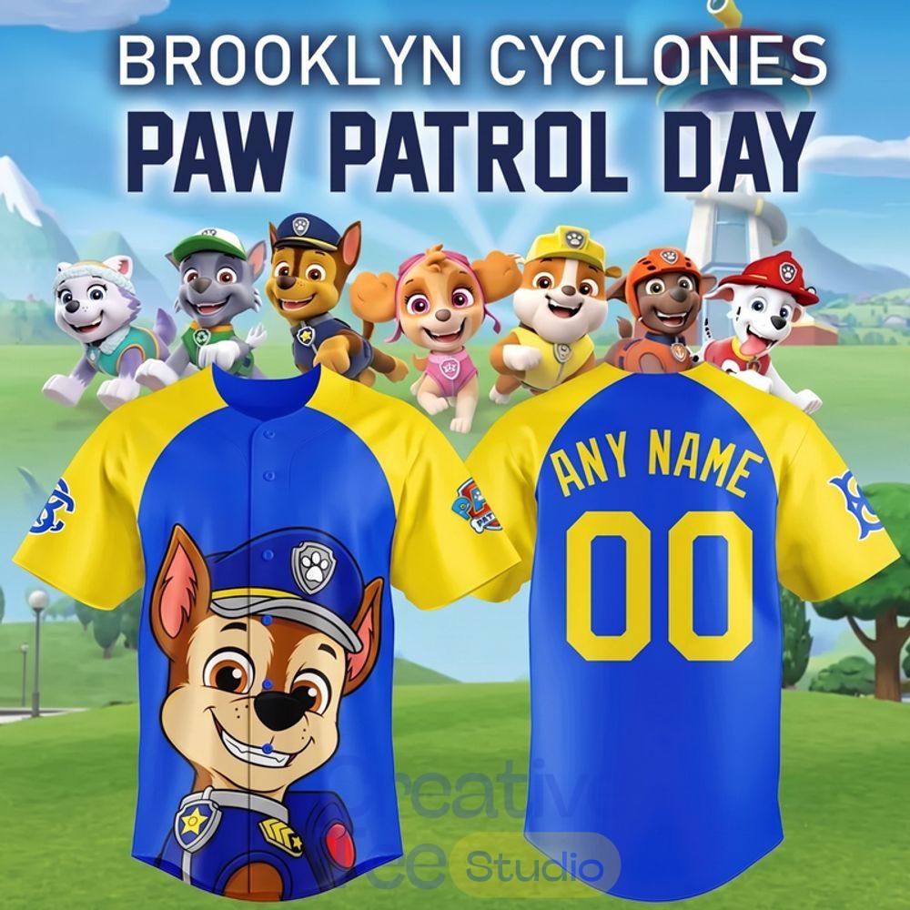 Brooklyn Cyclones 2026 Paw Patrol Day Baseball Jersey Brooklyn Cyclones 2026 Paw Patrol Day Baseball Jersey