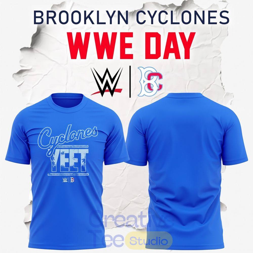 Brooklyn Cyclones 2026 WWE Day Special Blue T-Shirt Brooklyn Cyclones 2026 WWE Day Special Blue T-Shirt