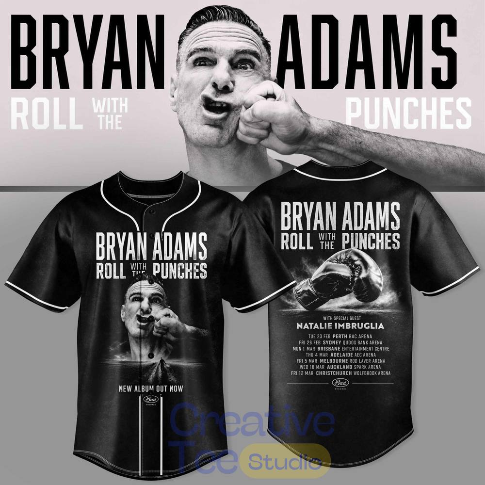 Bryan Adams Roll With The Punches Tour 2026 Baseball Jersey Bryan Adams Roll With The Punches Tour 2026 Baseball Jersey
