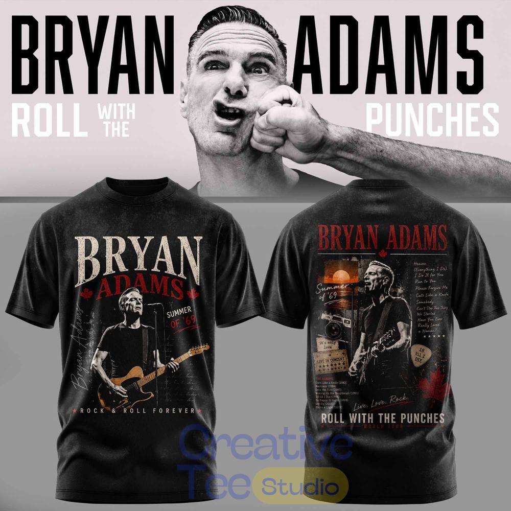 Bryan Adams Roll With The Punches Tour 2026 T-Shirt Bryan Adams Roll With The Punches Tour 2026 T-Shirt