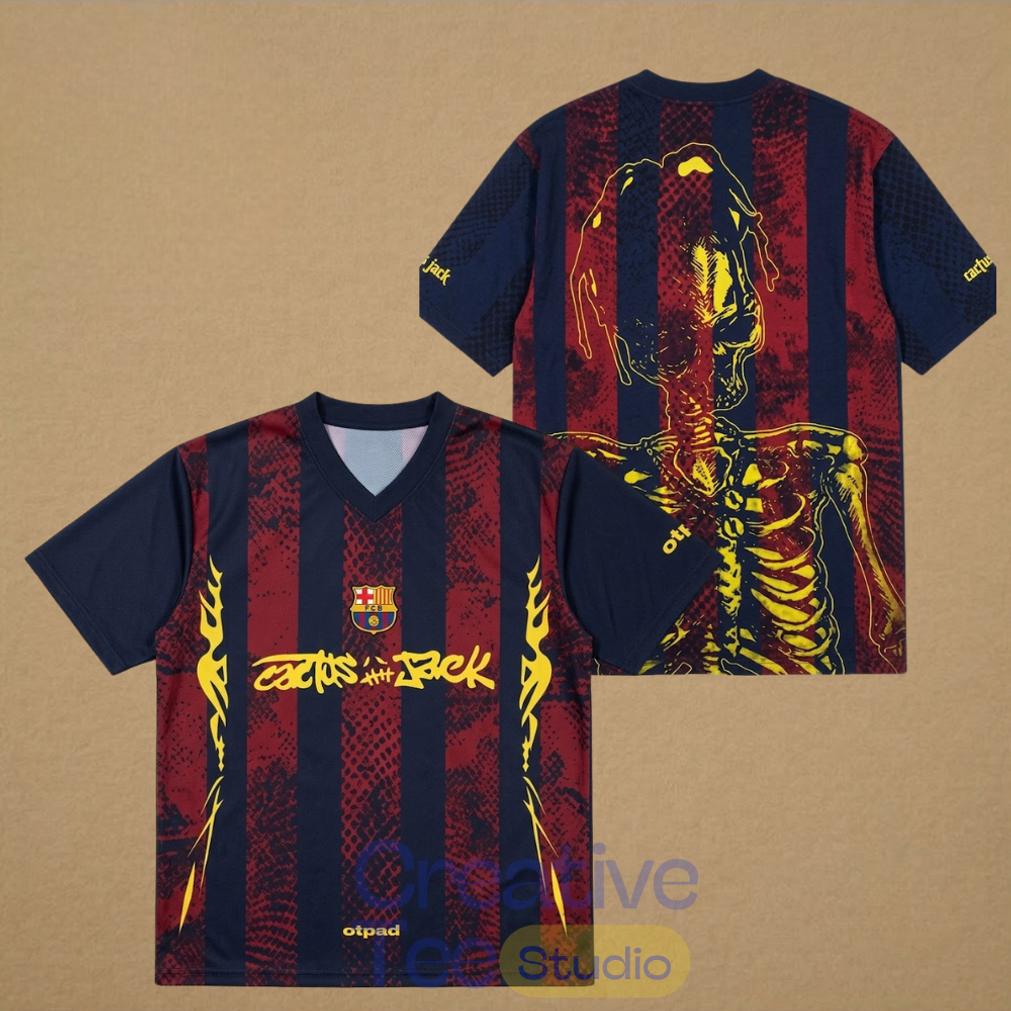 Cactus Jack FC Barcelona Skeleton Jersey Vintage Retro Jersey Cactus Jack FC Barcelona Skeleton Jersey Vintage Retro Jersey