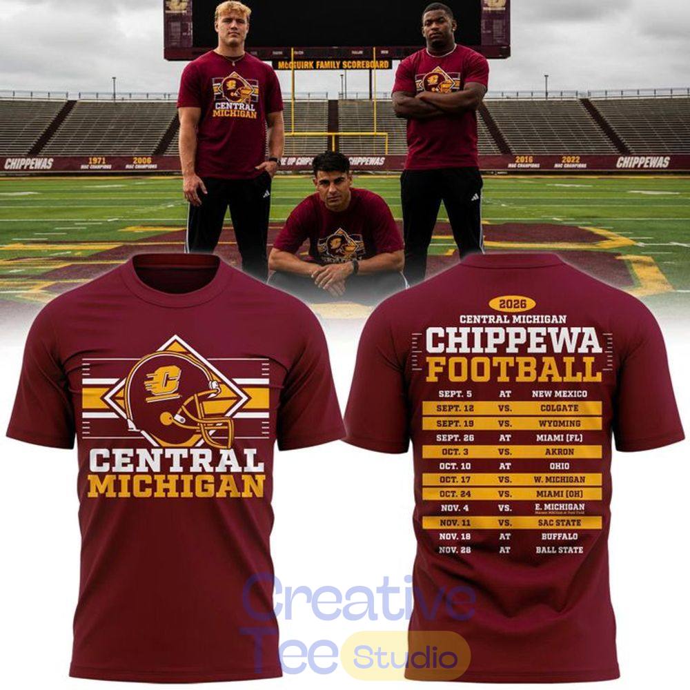 Central Michigan Chippewas Football 2026 Schedule Special T-Shirt Central Michigan Chippewas Football 2026 Schedule Special T-Shirt