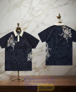 Derschutze Floral Polo World Cup Denim Navy Cool