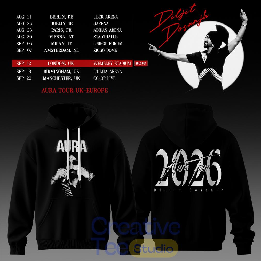 Diljit Dosanjh’s Aura World Tour 2026 Black Edition Hoodie Diljit Dosanjh’s Aura World Tour 2026 Black Edition Hoodie