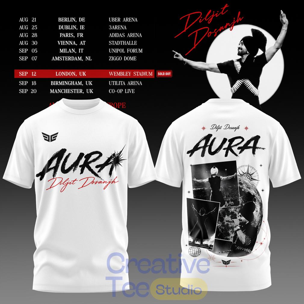 Diljit Dosanjh’s Aura World Tour 2026 White Edition Tee Diljit Dosanjh’s Aura World Tour 2026 White Edition Tee
