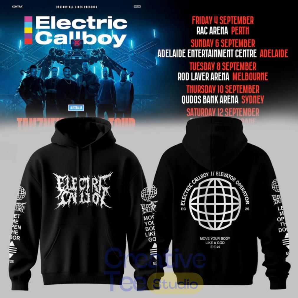 Electric Callboy TANZNEID World Tour – Australia 2026 Limited Black Tee Hoodie Electric Callboy TANZNEID World Tour – Australia 2026 Limited Black Tee Hoodie