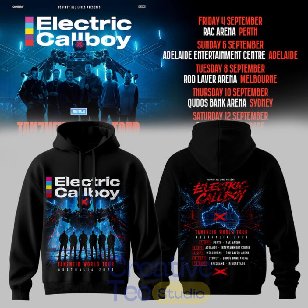 Electric Callboy TANZNEID World Tour – Australia 2026 Limited Black Tee Hoodie Electric Callboy TANZNEID World Tour – Australia 2026 Limited Black Tee Hoodie
