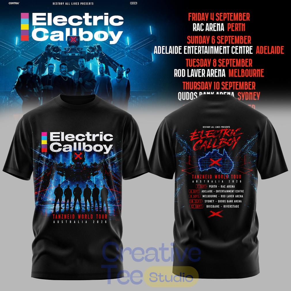 Electric Callboy TANZNEID World Tour – Australia 2026 Limited Black Tee Hoodie Electric Callboy TANZNEID World Tour – Australia 2026 Limited Black Tee Hoodie