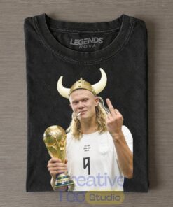 Erling Haaland Viking Horn Helmet World Cup Champion Graphic T-Shirt