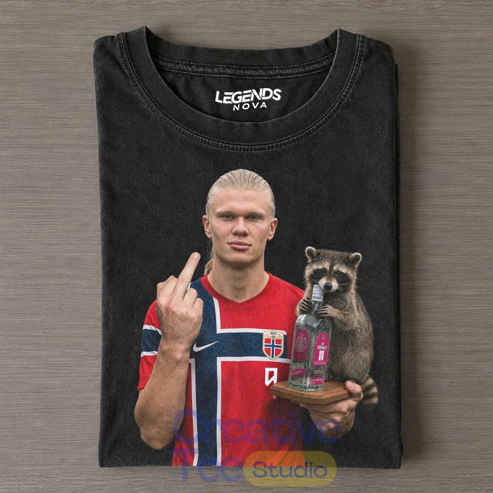 Erling Haaland & Whiskey Raccoon H-MT-F T-Shirt Erling Haaland & Whiskey Raccoon H-MT-F T-Shirt