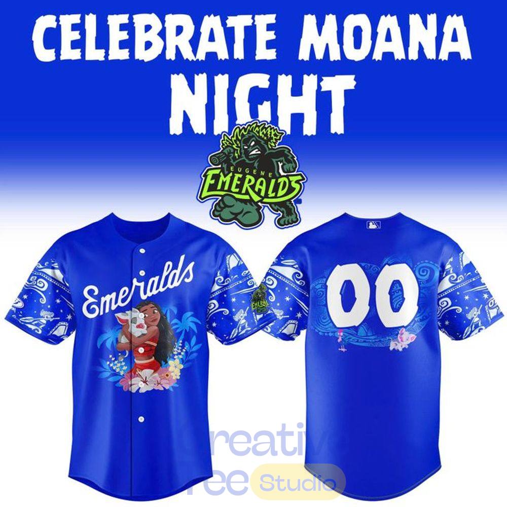 Eugene Emeralds x Moana Night 2026 Royal Blue Baseball Jersey Eugene Emeralds x Moana Night 2026 Royal Blue Baseball Jersey