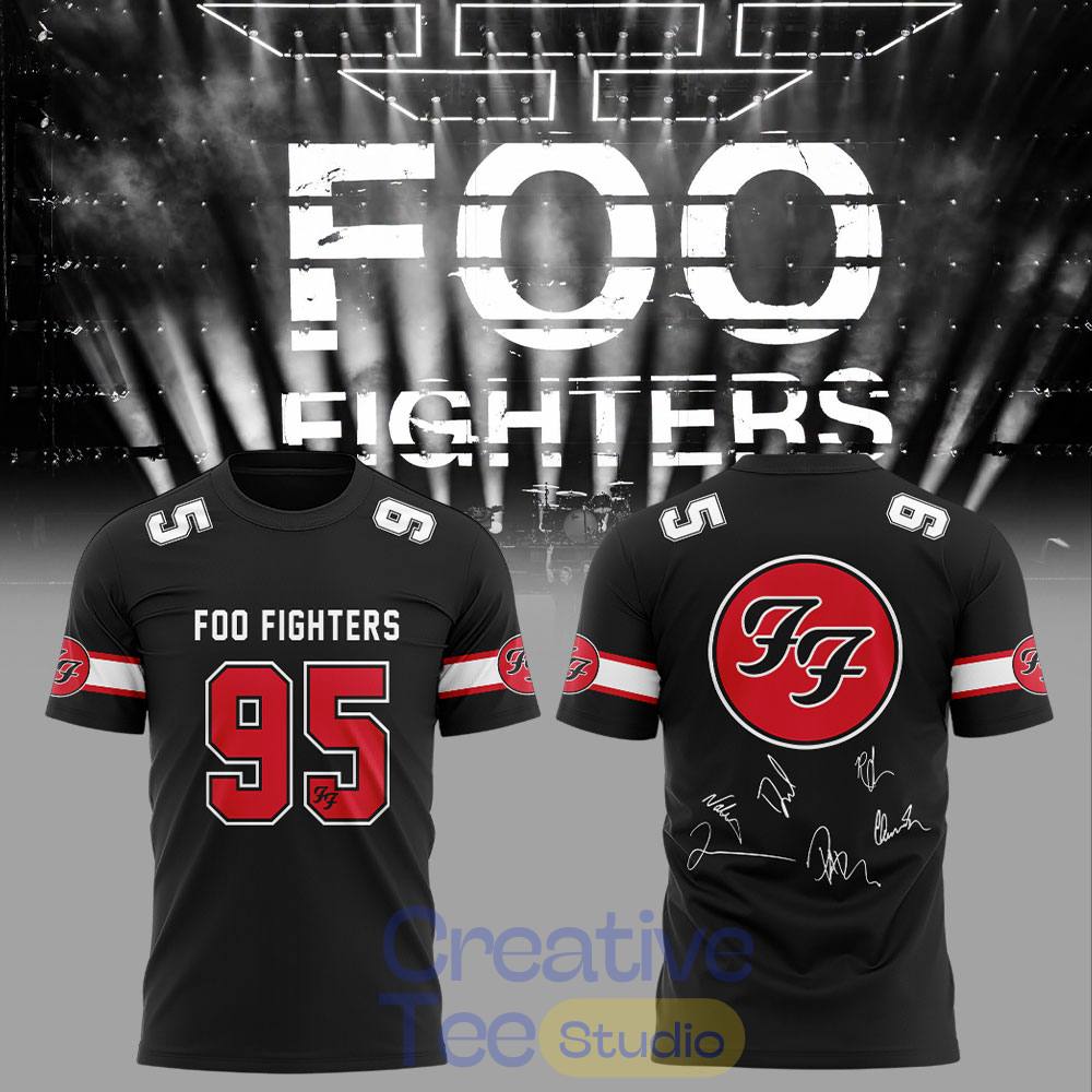 Foo Fighters feature a sporty design that evokes memories of the band Shirt Foo Fighters feature a sporty design that evokes memories of the band Shirt