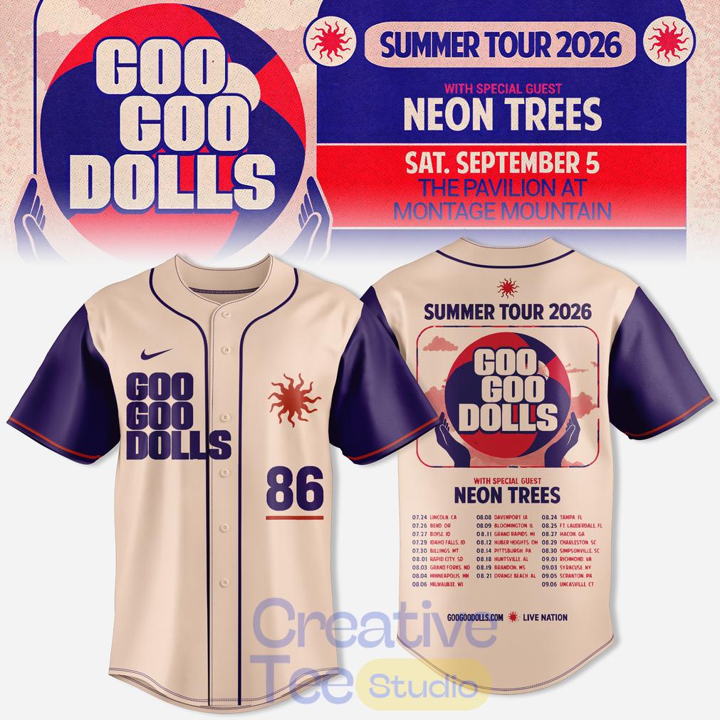 Goo Goo Dolls Summer 2026 Tour Limited Baseball Jersey Goo Goo Dolls Summer 2026 Tour Limited Baseball Jersey