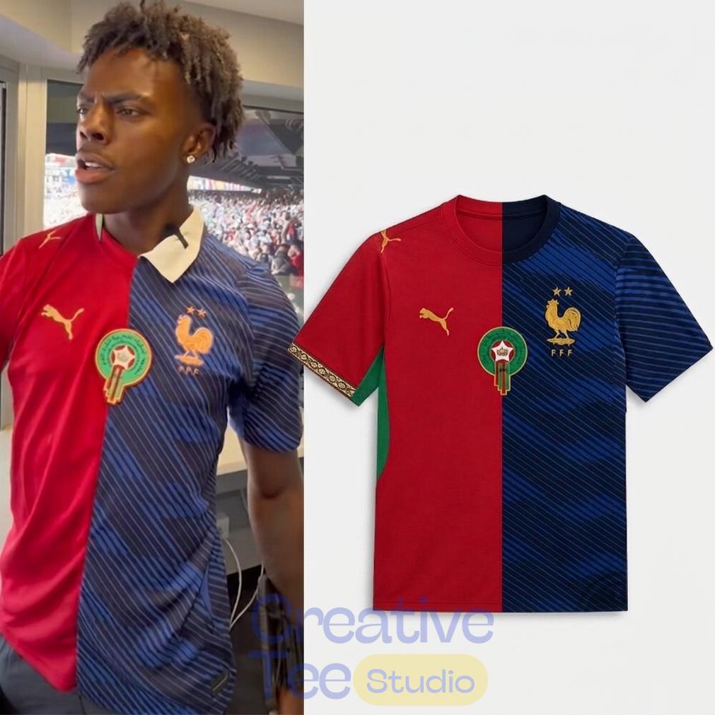 IShowSpeed France Vs Morocco 2026 World Cup Split Soccer Jersey IShowSpeed France Vs Morocco 2026 World Cup Split Soccer Jersey