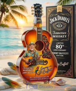 Jimmy Buffett 80th Anniversary Guitarshaped Whiskey Bottle