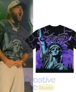 John Harbaughs Godspeed Statue of Liberty Lightning Shirt