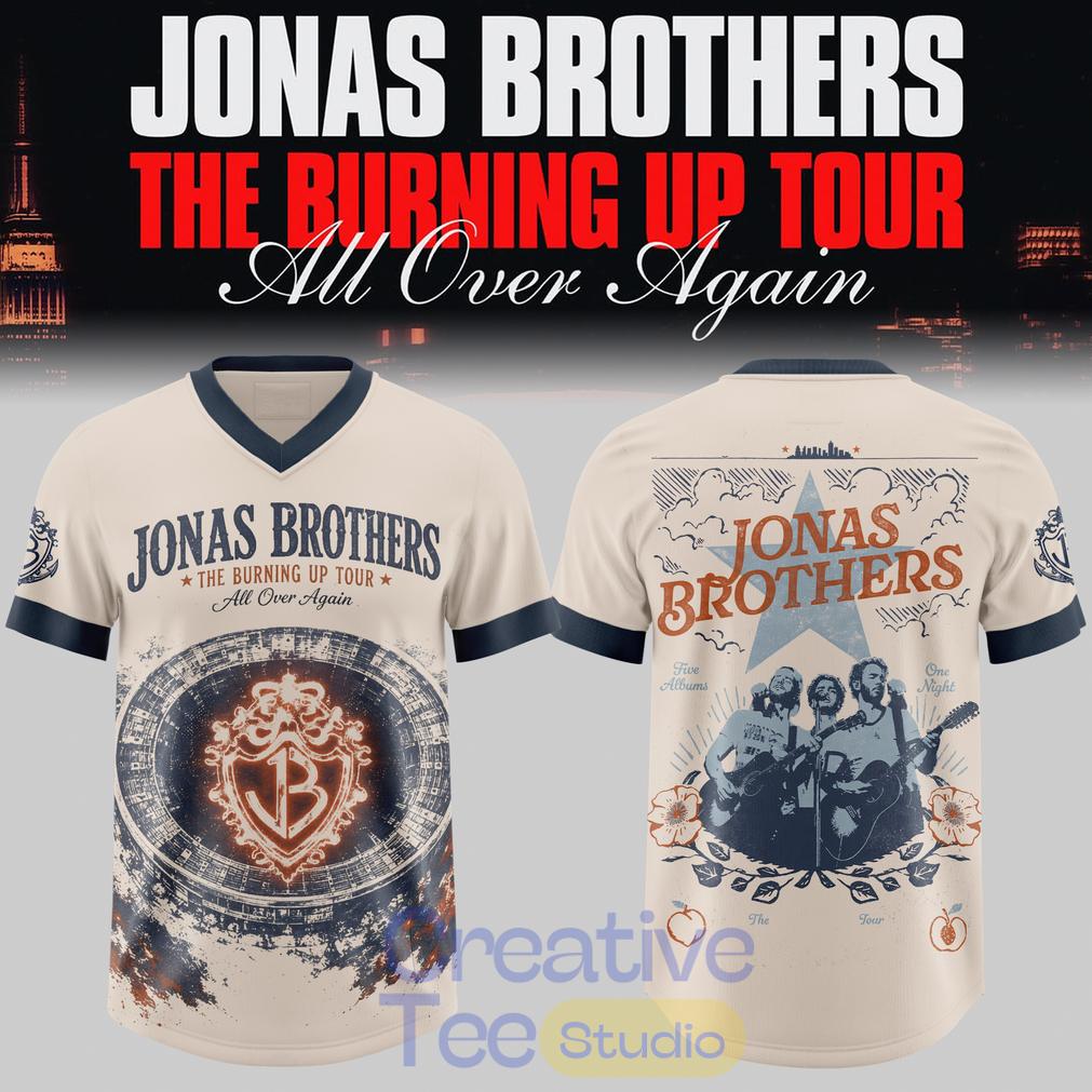 Jonas Brothers The Burning Up Tour All Over Again 2026 Edition Football Jersey Jonas Brothers The Burning Up Tour All Over Again 2026 Edition Football Jersey