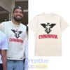 Karl-Anthony Towns in East Hampton Chavarria Eagle Cross Shirt