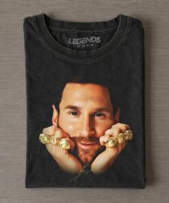 Lionel Messi 8 Ballon d’Or Gold Rings GOAT T-Shirt