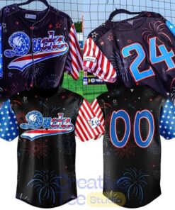 Long Island Ducks Patriotic 4th of July Fireworks Baseball Jersey