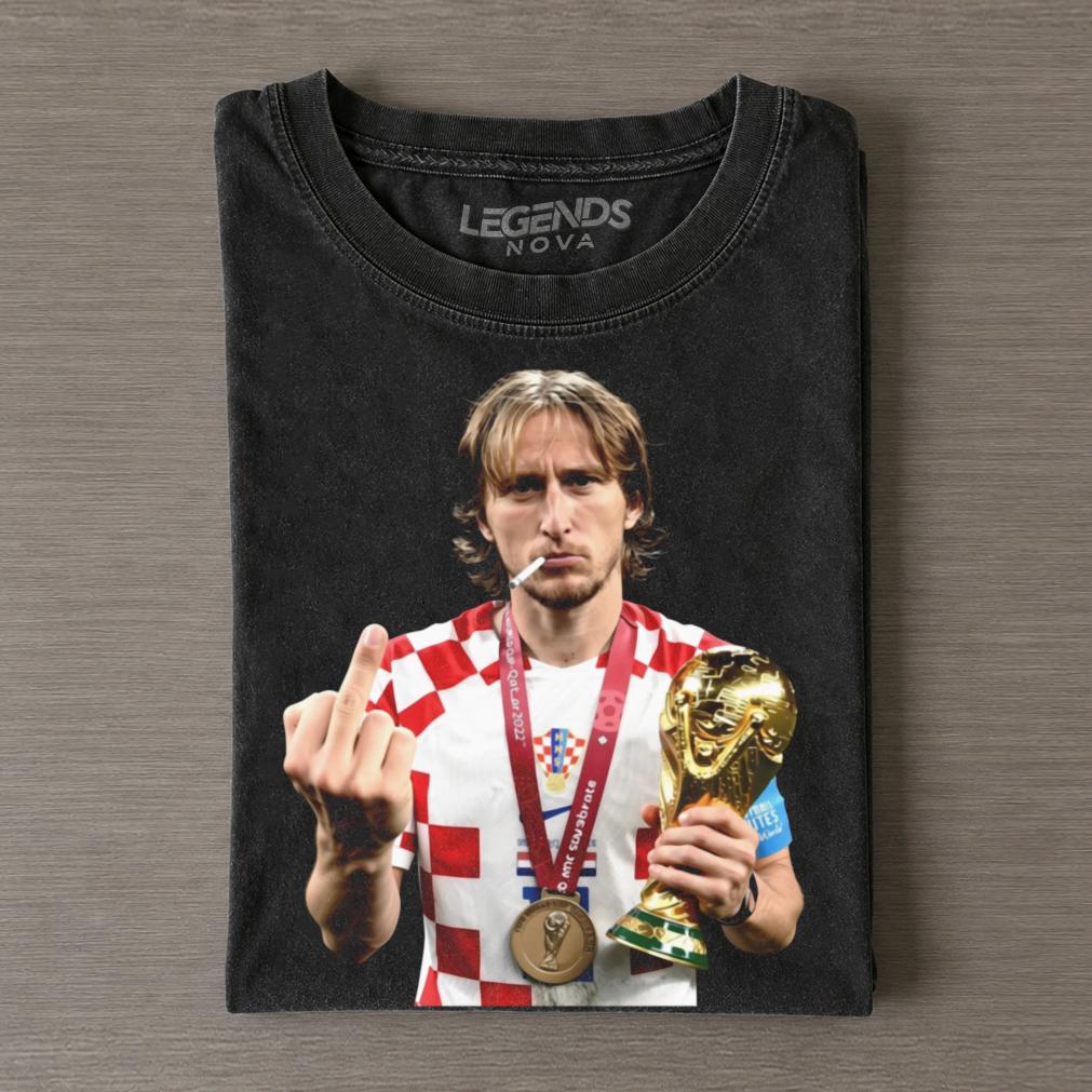 Luka Modrić Croatia Smoke and Middle Finger T-Shirt Luka Modrić Croatia Smoke and Middle Finger T-Shirt