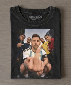 Mbappé Kane Messi Neymar Ronaldo Flip Off Vintage Graphic Tee