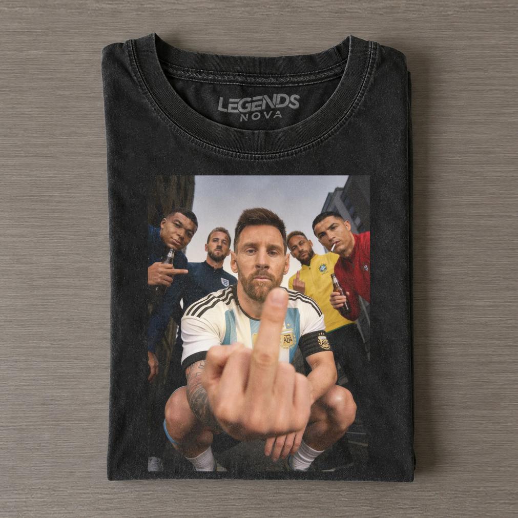 Mbappé Kane Messi Neymar Ronaldo Flip Off Vintage Graphic Tee Mbappé Kane Messi Neymar Ronaldo Flip Off Vintage Graphic Tee