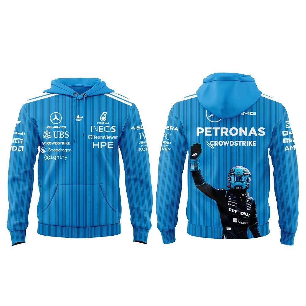 Mercedes-AMG PETRONAS F1 Team: Confidently striding alongside George Russell. Hoodie Mercedes-AMG PETRONAS F1 Team: Confidently striding alongside George Russell. Hoodie