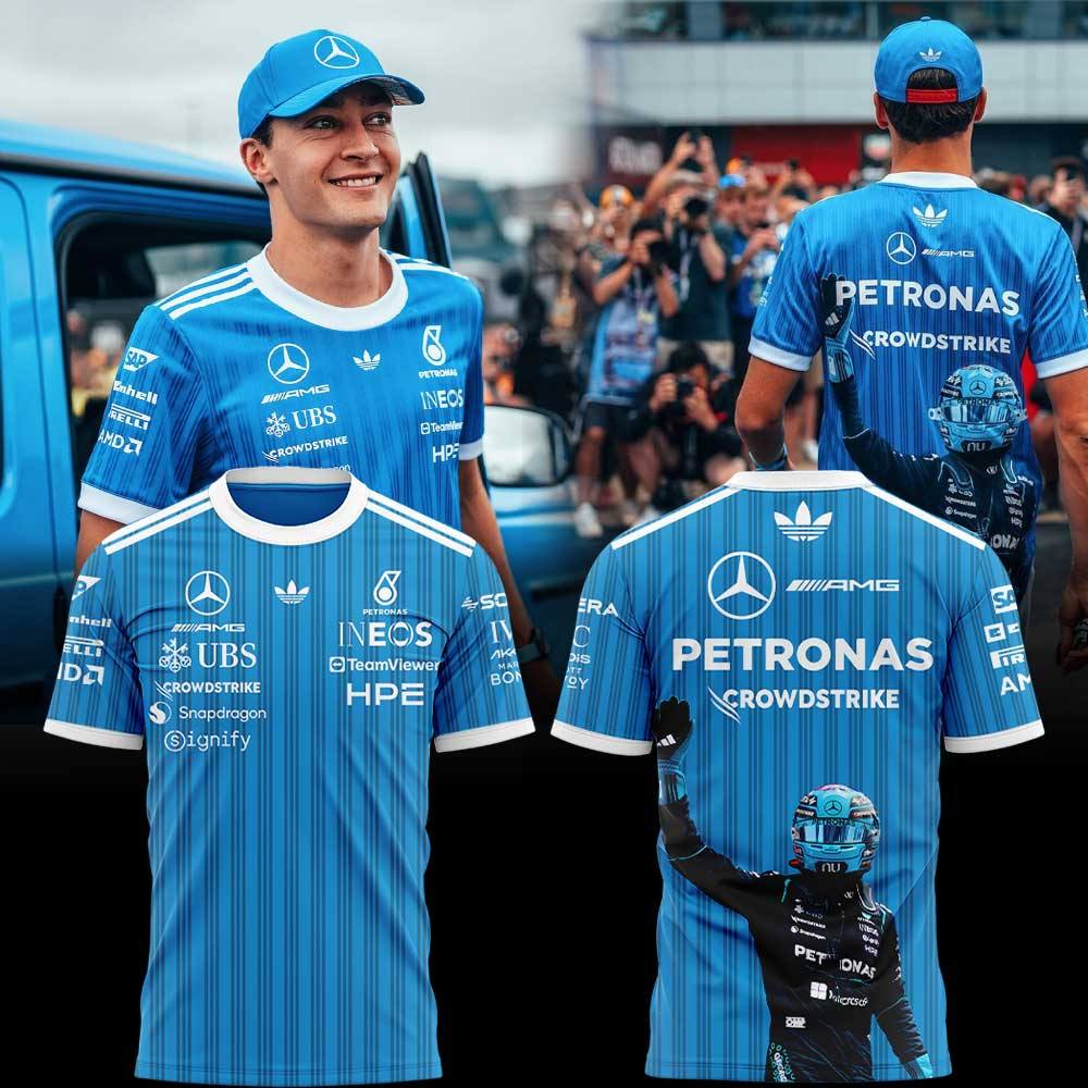 Mercedes-AMG PETRONAS F1 Team: Confidently striding alongside George Russell. Shirt Mercedes-AMG PETRONAS F1 Team: Confidently striding alongside George Russell. Shirt