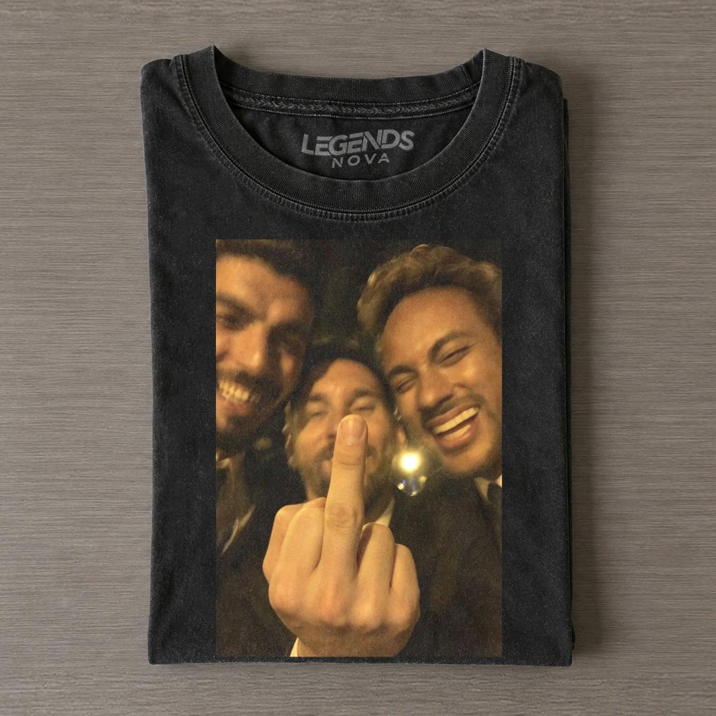 Messi Suarez Neymar MSN Suit Photo Vintage Washed Fan Tee Messi Suarez Neymar MSN Suit Photo Vintage Washed Fan Tee