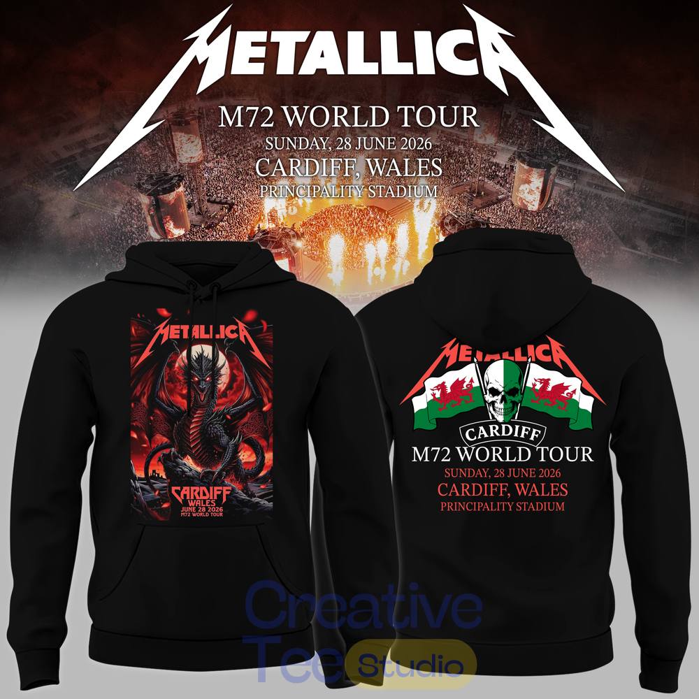 Metallica 2026 M72 World Tour Cardiff, Wales Limited Hoodie Metallica 2026 M72 World Tour Cardiff, Wales Limited Hoodie