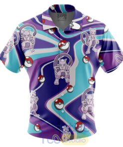 Mewtwo Trippy Pattern Short Sleeve Button Up Hawaiian Shirt Mewtwo Trippy Pattern Short Sleeve Button Up Hawaiian Shirt