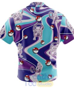Mewtwo Trippy Pattern Short Sleeve Button Up Hawaiian Shirt