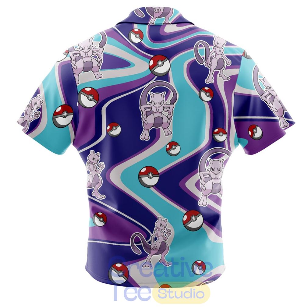 Mewtwo Trippy Pattern Short Sleeve Button Up Hawaiian Shirt Mewtwo Trippy Pattern Short Sleeve Button Up Hawaiian Shirt